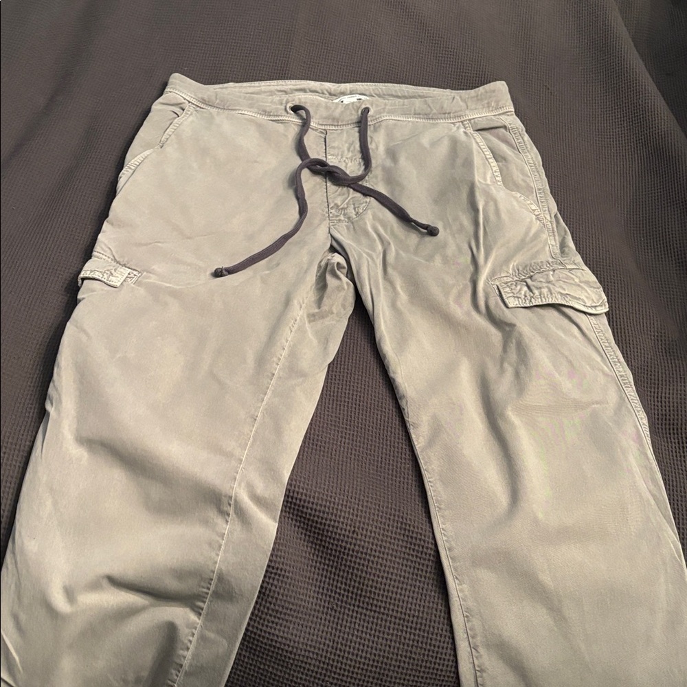 James Perse Cargo Yoga pants in light grey/green.